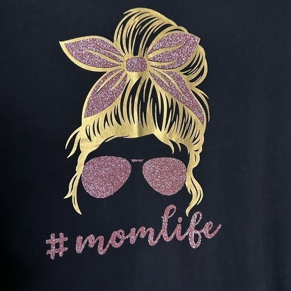 Mom life large tee womens pink glitter hand made - Picture 2 of 8